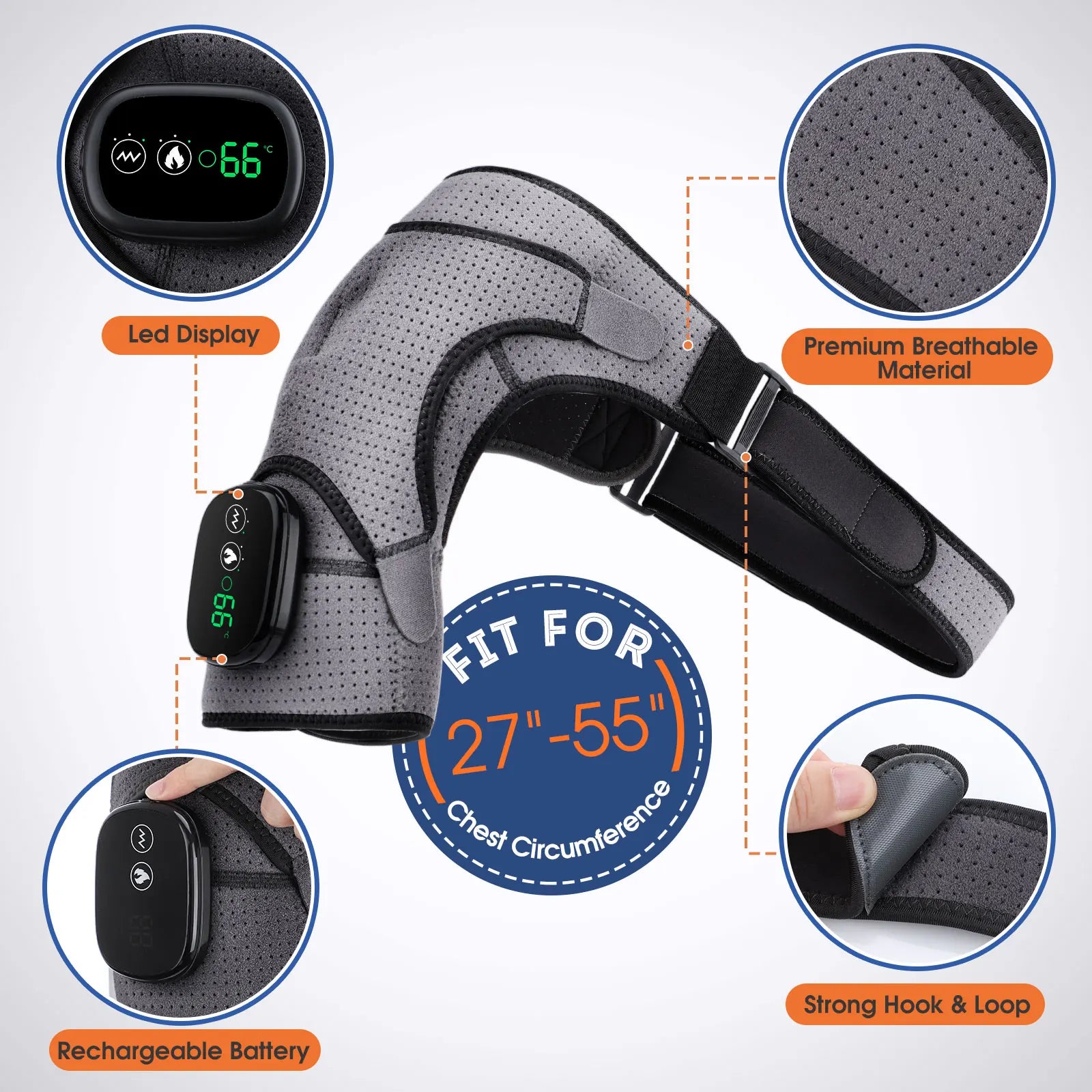 Adjustable electric shoulder massager for strain and soreness