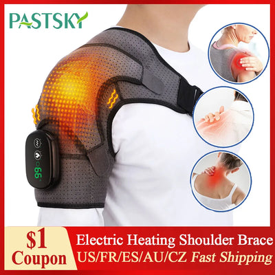 Electric heating shoulder massage brace with LED display