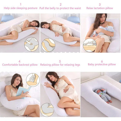 Multi-purpose maternity cushion that also works as a nursing and breastfeeding support pillow after childbirth for added comfort.