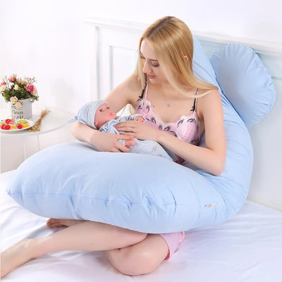 Breathable and supportive maternity body pillow suitable for sleeping, lounging, and postpartum recovery support.