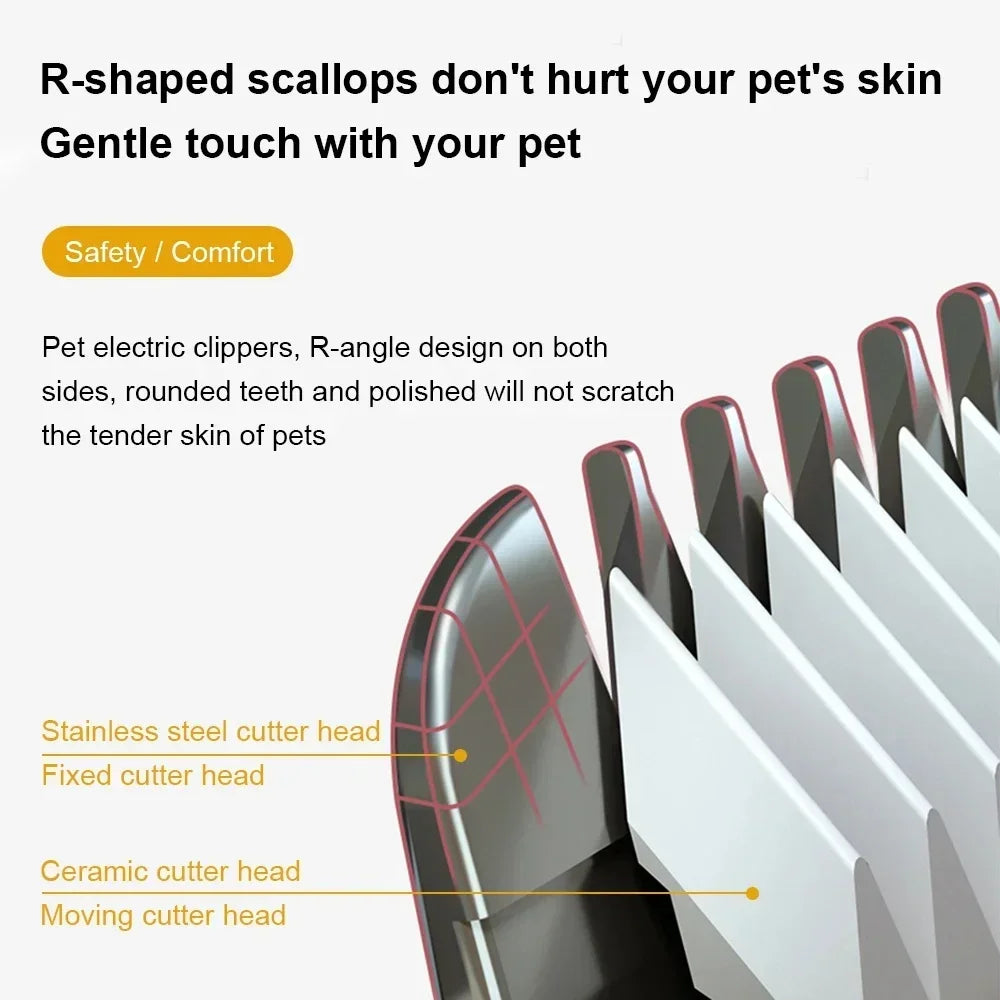 Low-noise pet hair cutting tool for thick and thin fur