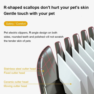 Low-noise pet hair cutting tool for thick and thin fur