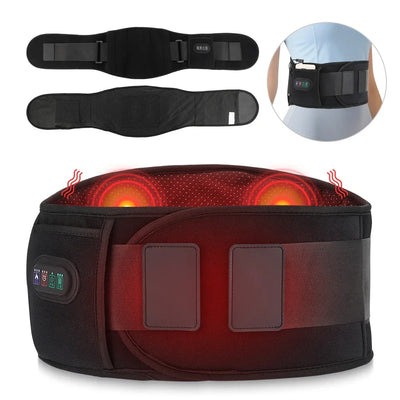 Waist massager belt with heating and vibration functions designed to relieve lower back pain, muscle soreness, and lumbar strain from daily activities.