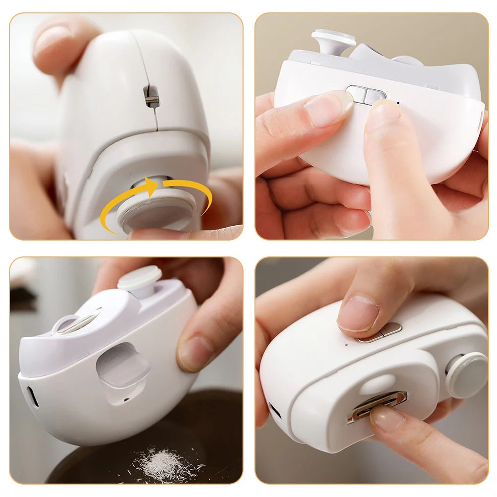 Safe quiet portable nail trimming device