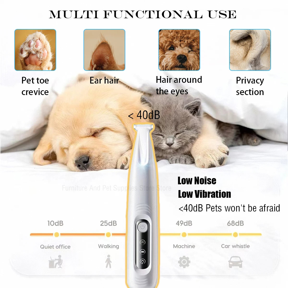 Cordless paw and face trimming tool for pets