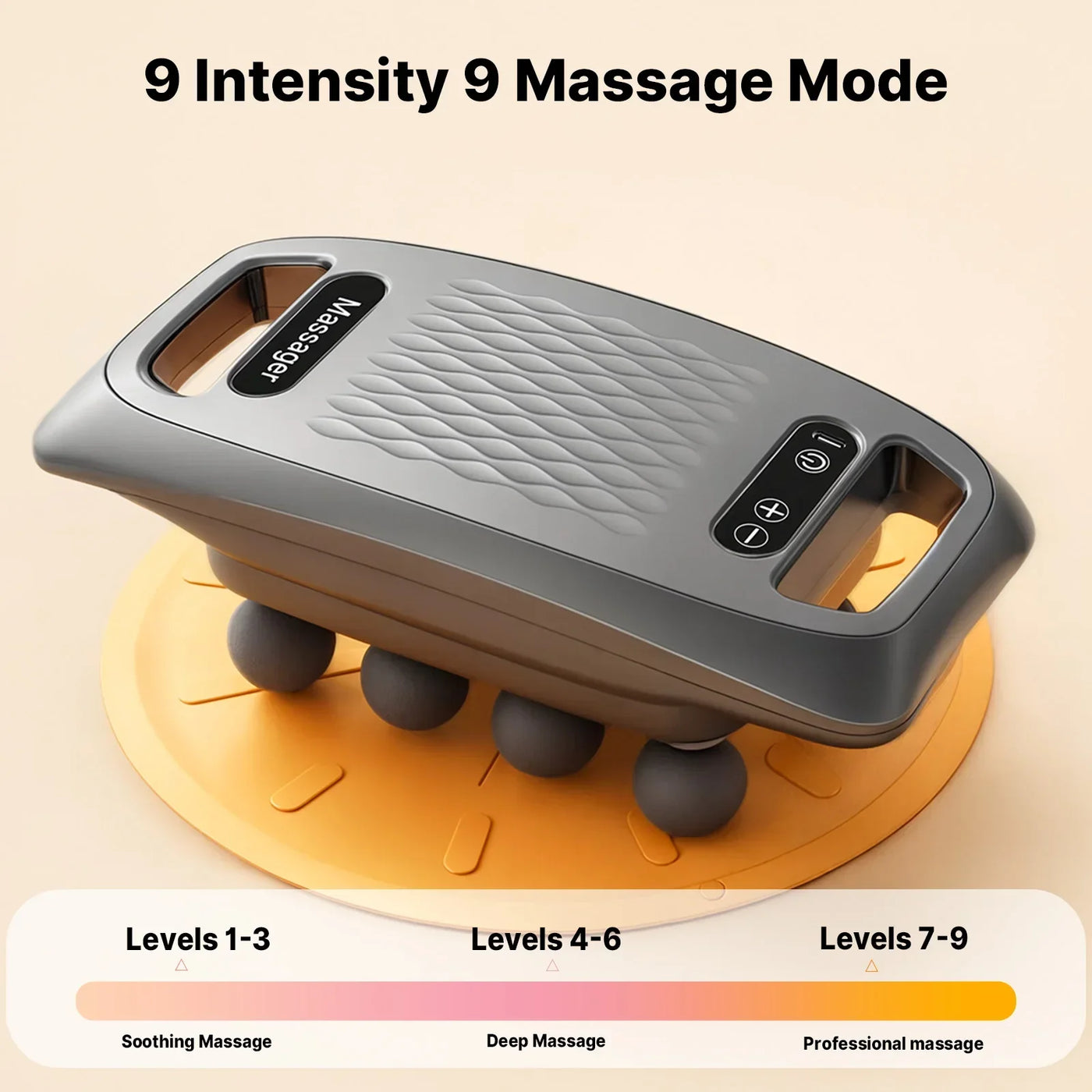 Portable muscle therapy device for improving blood circulation, reducing tension, and aiding in injury rehabilitation and physical therapy.