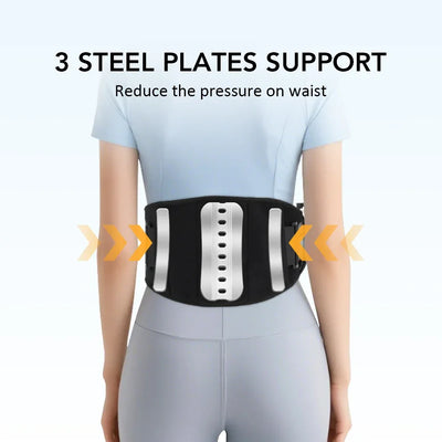 Ergonomic wrap-around back brace that targets the waist and lower spine, ideal for individuals with chronic pain, fatigue, or posture-related tension.