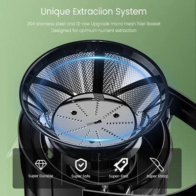 Compact kitchen juicing appliance ideal for healthy lifestyles, supporting fresh juice detox routines, wellness diets, and homemade drinks.