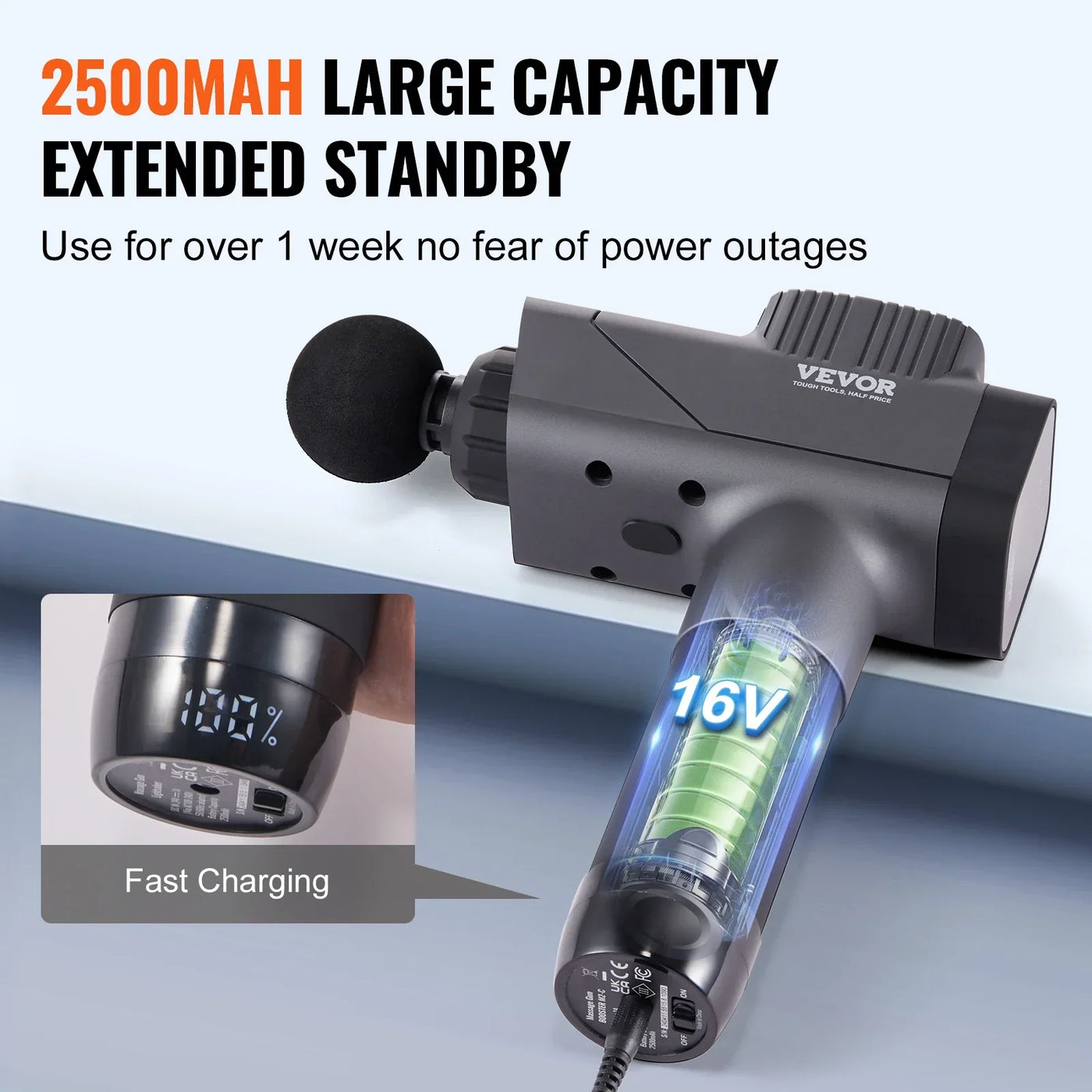 Ergonomic handheld massage device with low-noise operation, offering comfortable grip and quiet muscle relaxation sessions.