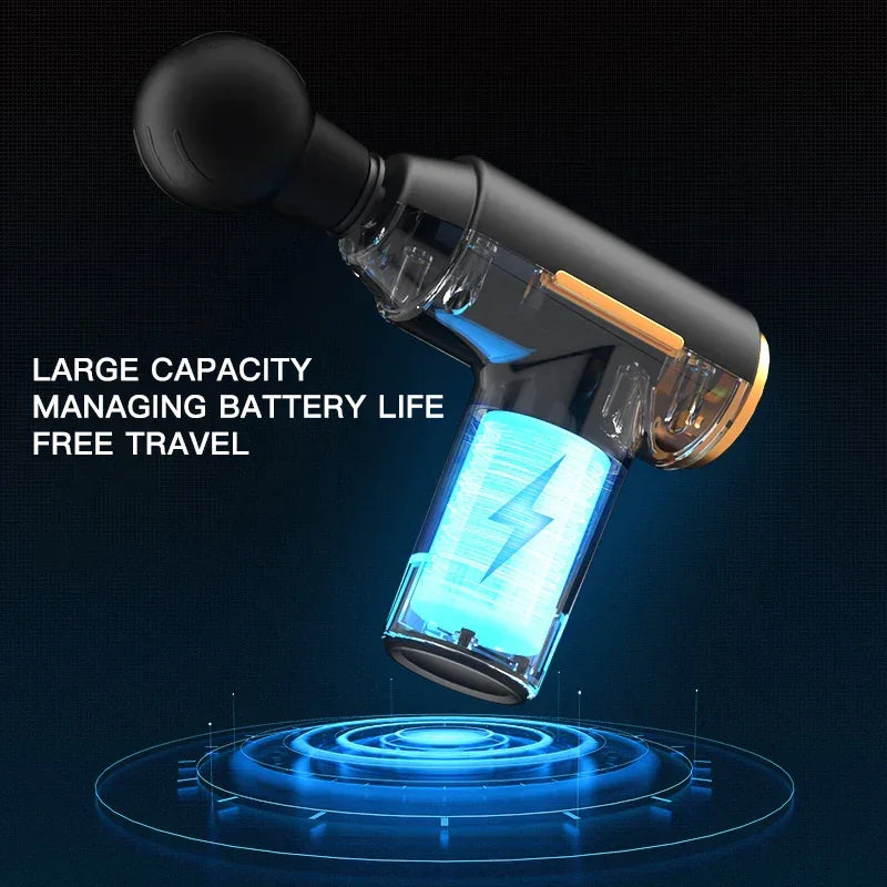 Compact handheld massager with adjustable speed levels, ideal for quick muscle recovery after workouts, long work hours, or daily tension relief.