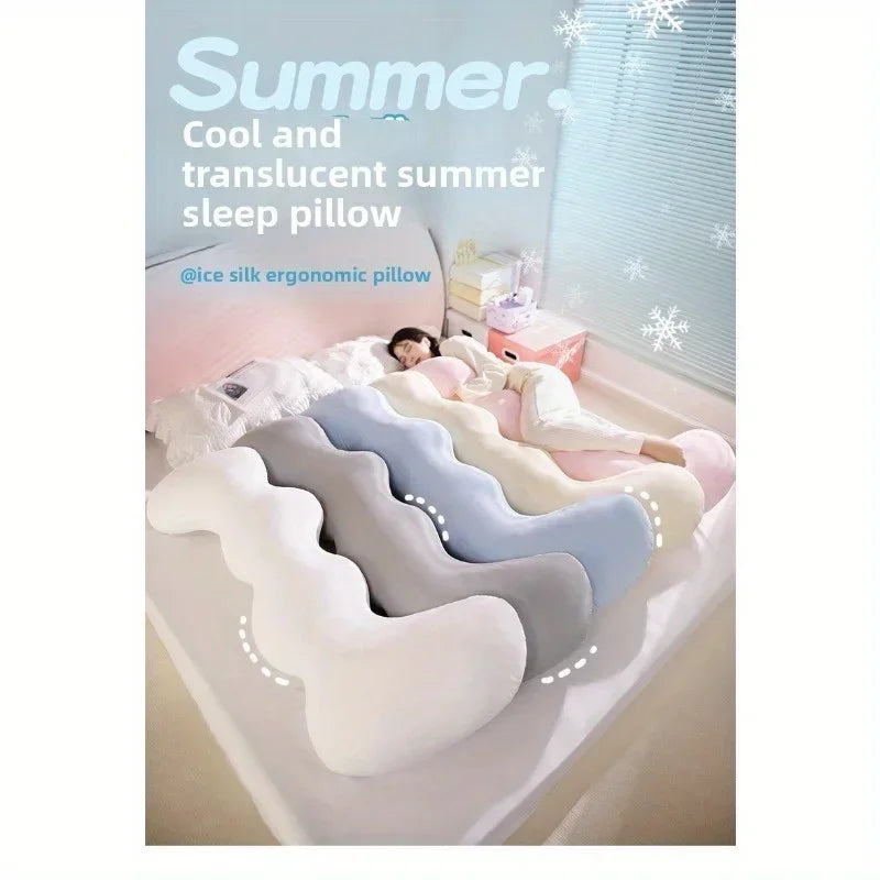 Premium ice silk fabric body pillow that offers a refreshing, soft-touch feel and enhances overall sleep quality in hot weather.