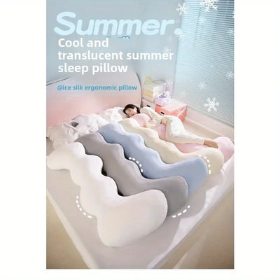 Premium ice silk fabric body pillow that offers a refreshing, soft-touch feel and enhances overall sleep quality in hot weather.