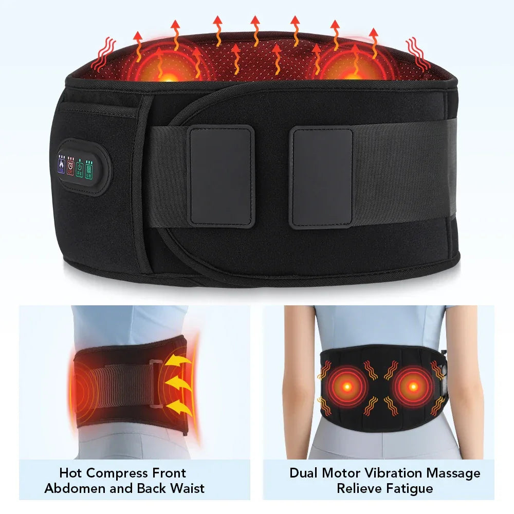 Comfortable lumbar support belt suitable for home, office, travel, and workout recovery, offering gentle massage and soothing warmth for long-term relief.