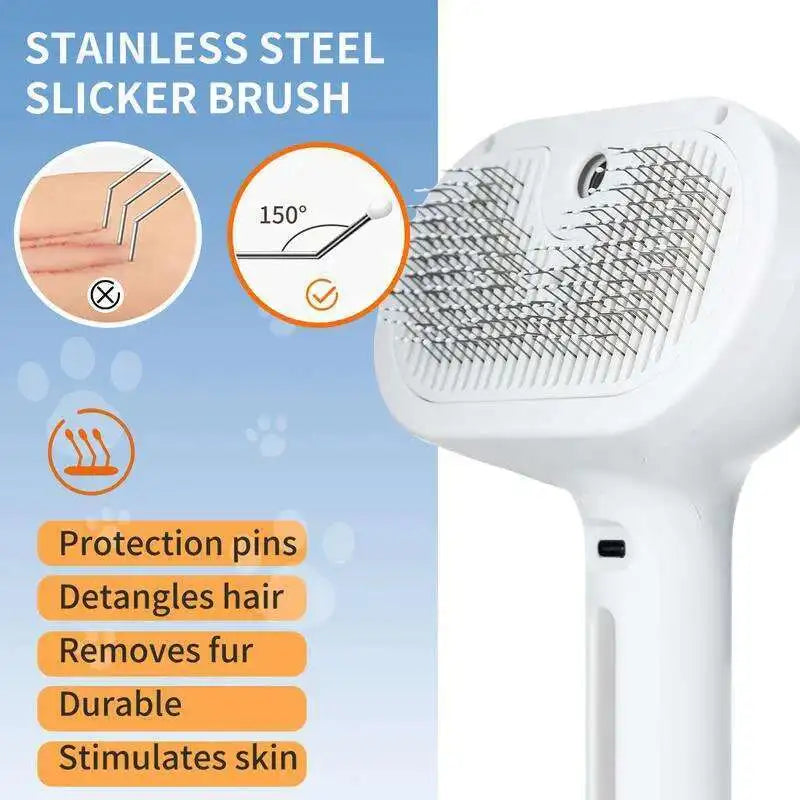 Hot steam pet grooming brush for dogs and cats
