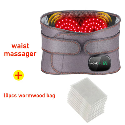 Waist massager belt with LED heat display and 10 wormwood bags included