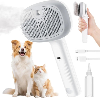 Hot steam pet grooming brush for dogs and cats