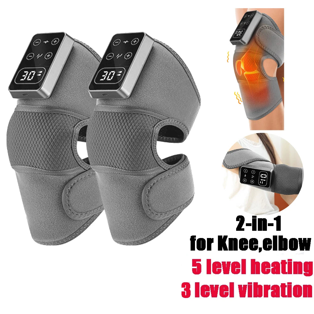 Rechargeable knee massage brace for pain therapy and recovery